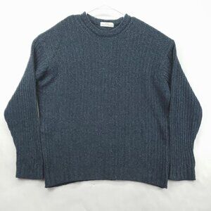 Marks & Spencer Sweater Mens M Teal Wool Silk Chunky Knit Long Sleeve Crew Neck